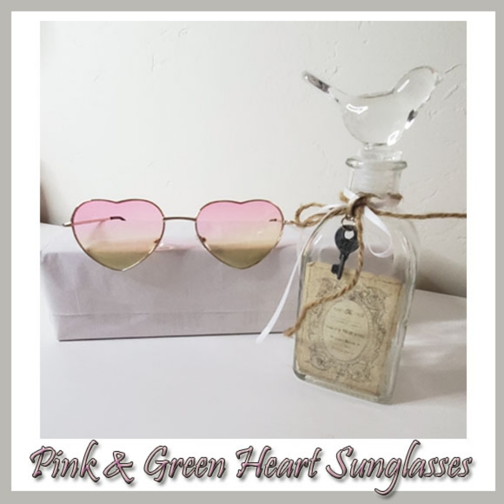 Pink & Green Heart Sunglasses - Picture 2 of 4